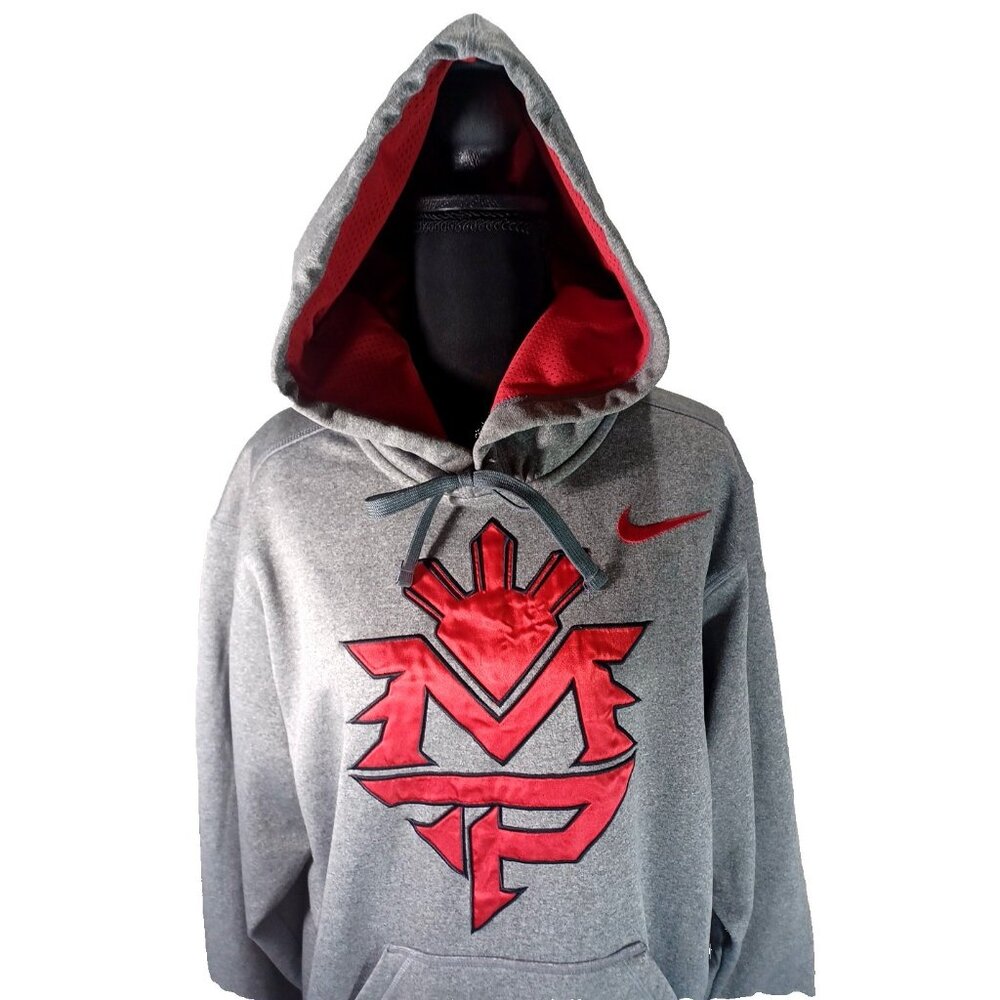Rare NWOT Small Nike Manny Pacquiao Pullover Boxing Hoodie therma gray Men's S - Picture 4 of 10